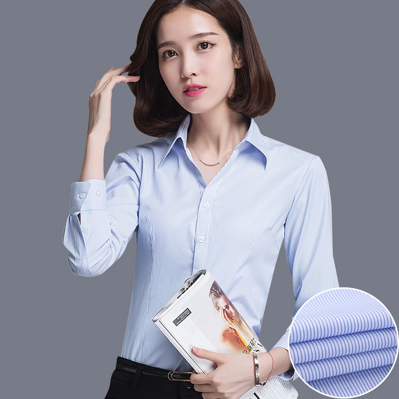 Slim Professional Large-Size Shirt Women′s Long-Sleeved Business Shirt