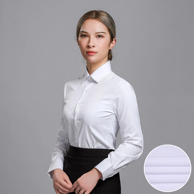 Slim Professional Large-Size Shirt Women′s Long-Sleeved Business Shirt